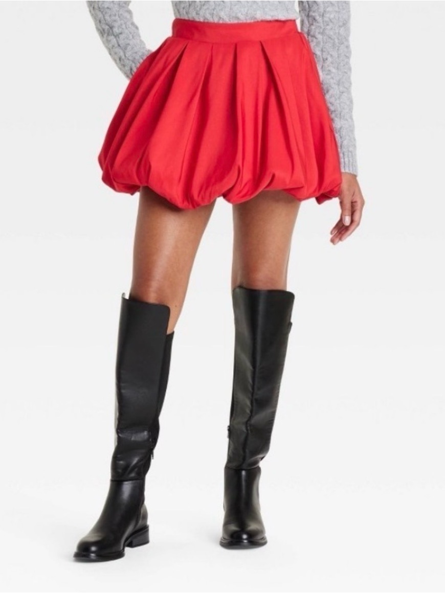 A.New Day Bright Red Bubble Skirt
